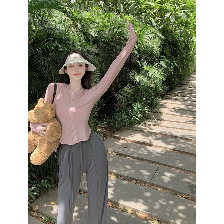 Set đồ COZOKC gồm áo thun tay dài dáng ôm và quần ống rộng thời trang cho nữ