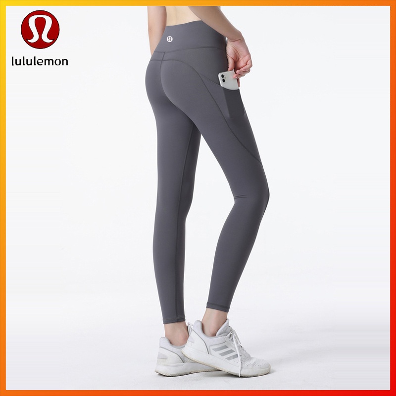 Lululemon nude yoga quần dành cho nữ có túi bên hông cạp quần thể dục đàn hồi ck619