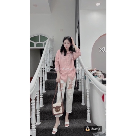 [Xả Kho] Áo  Sơ Mi Cộc Tay Thiết Kế Dây Rút Nữ Tính Ngọt Ngào