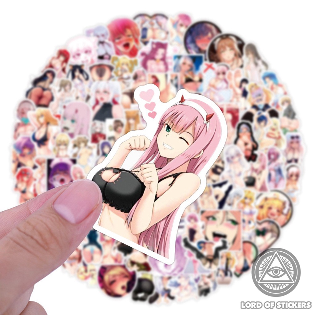 Set 100 Nhãn Dán Hình Ahegao Waifu Sticker Hentai Ecchi Anime Chống Thấm Nước Dán Mũ Bảo Hiểm, Laptop, Điện Thoại, Vali