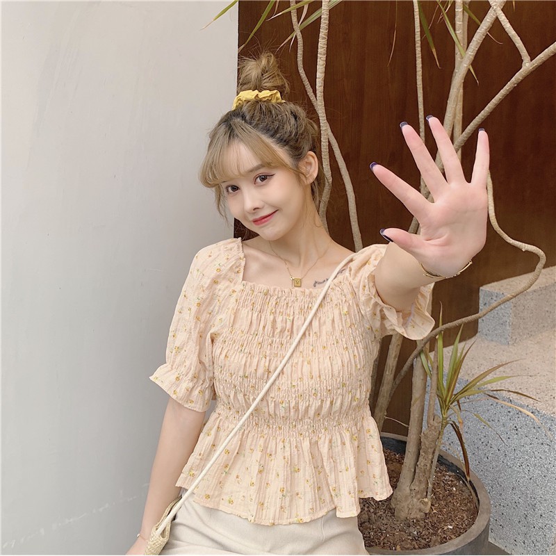 Áo Kiểu Cổ Vuông Tay Phồng In Hoa Xinh Xắn Thời Trang Cho Phụ Nữ | BigBuy360 - bigbuy360.vn