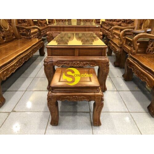 Bộ bàn ghế Minh quốc đào sài gòn gỗ lim tay 12, 6 món BBG520