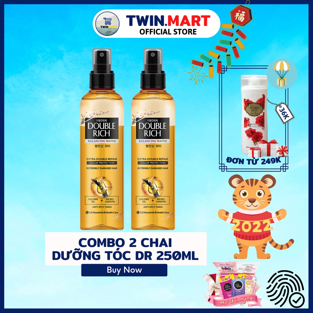 [ĐƠN 249K TẶNG SỮA TẮM 36K]COMBO 2 CHAI Nước Dưỡng Tóc Double Rich Óng Mượt Cho Tóc Nhuộm 250ml - Balancing Water Extra