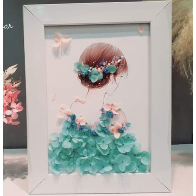 Tranh hoa khô, quà tặng trang trí, decor, hoababy, bó hoa khô siêu xinh