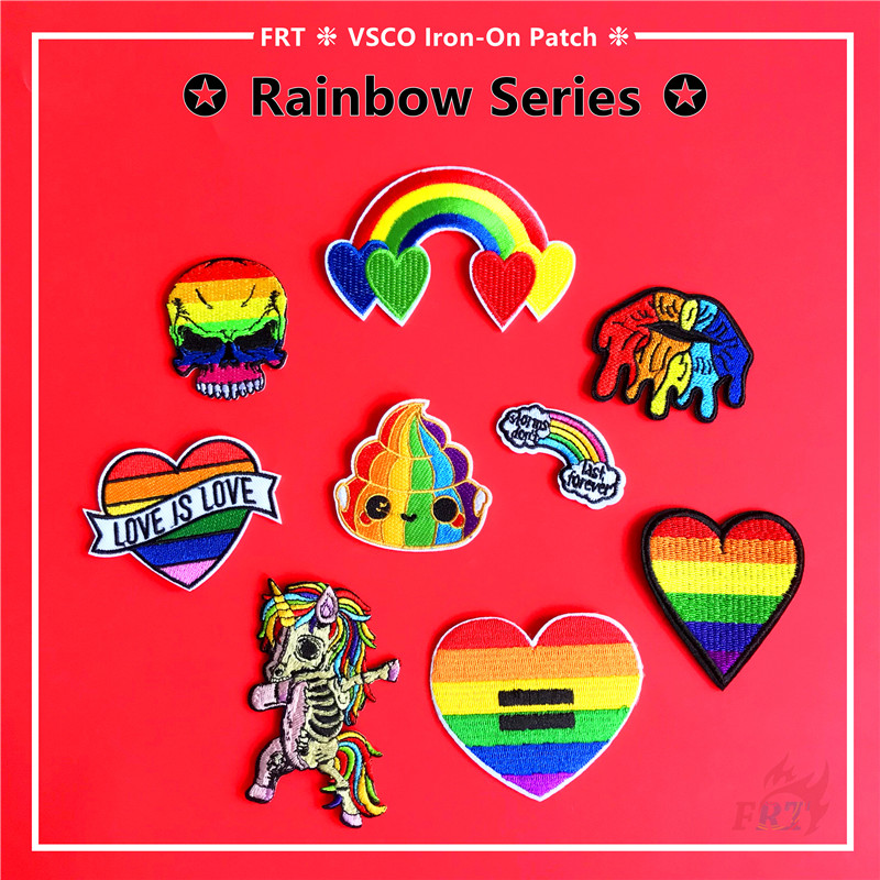 1 Miếng Dán Ủi Quần Áo Hình Đầu Lâu / Trái Tim / Đầu Lâu / Cầu Vồng