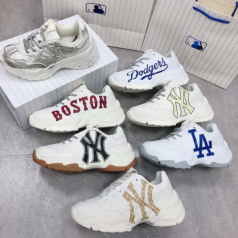 Giày thể thao MLB boston ny Hot trend nam nữ, Giày sneaker MLB độn đế tăng chiều cao dùng đi học,tập gym,chạy bộ