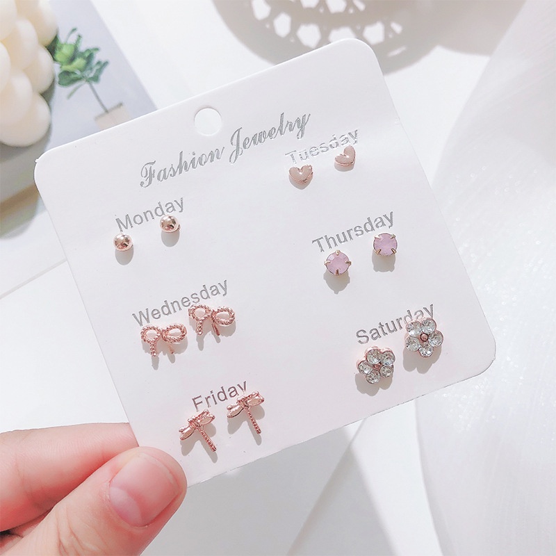 One Set 6 Cặp Hoa Tai Thời Trang Dành Cho Nữ