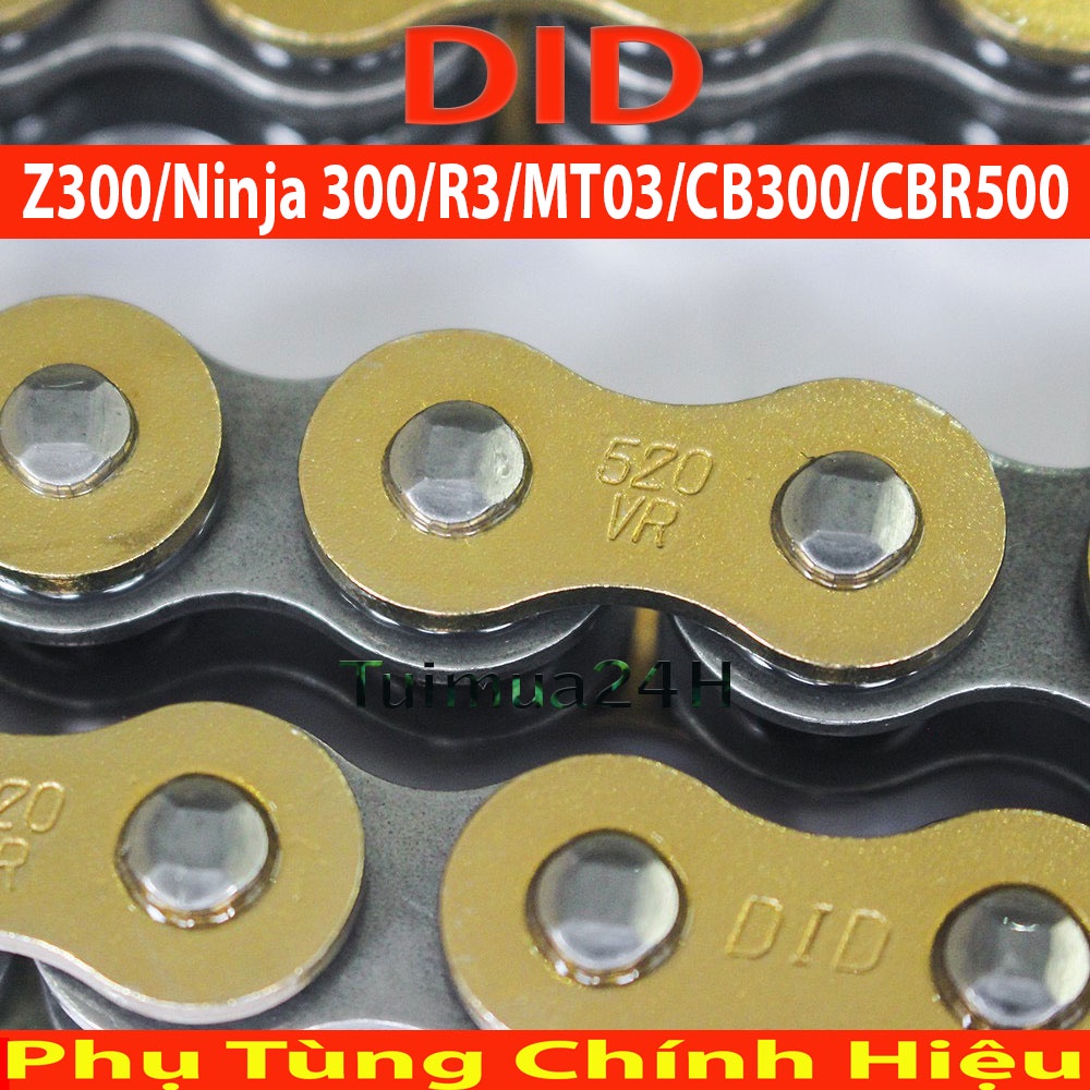 Sên DID 520VF 120L O-Ring xe Kawasaki Z300, Ninja 300, R3, MT03, CB300, CBR300, CBR500, REBEL300, REBEL 500
