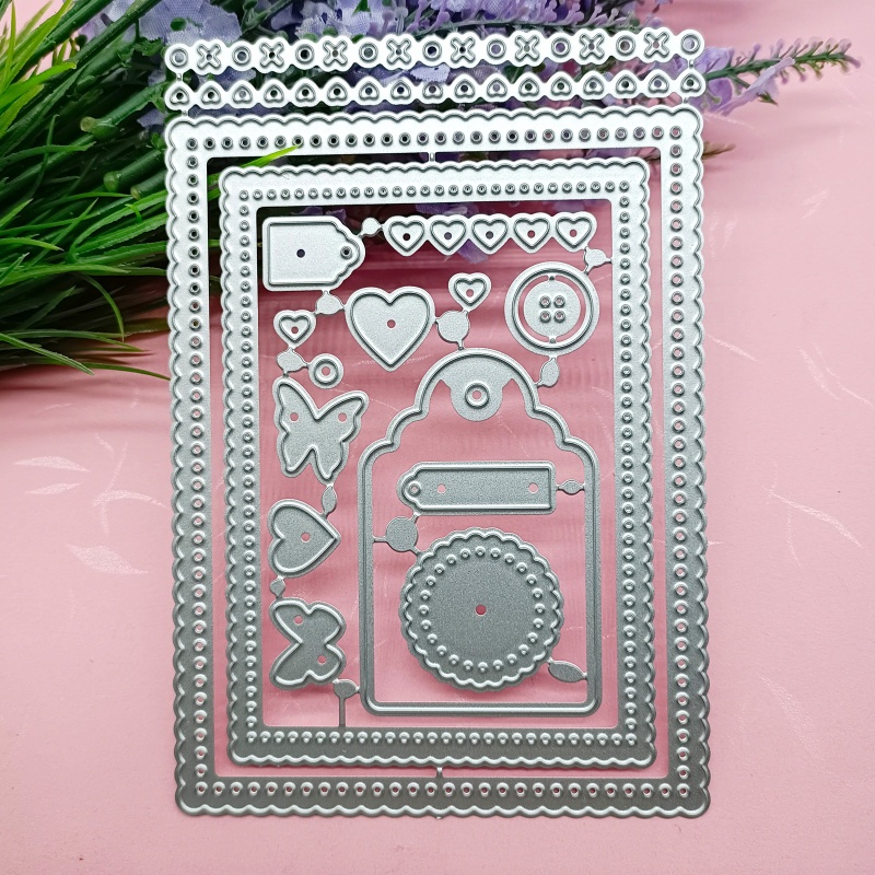 Khuôn Cắt Giấy Kim Loại Khung Viền Ren Hình Chữ Nhật