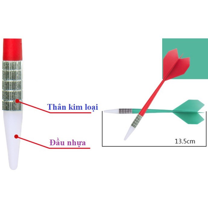 Combo bộ 03 cây phi tiêu mũi nhựa cao cấp, chuyên dùng cho bảng phi tiêu nhựa