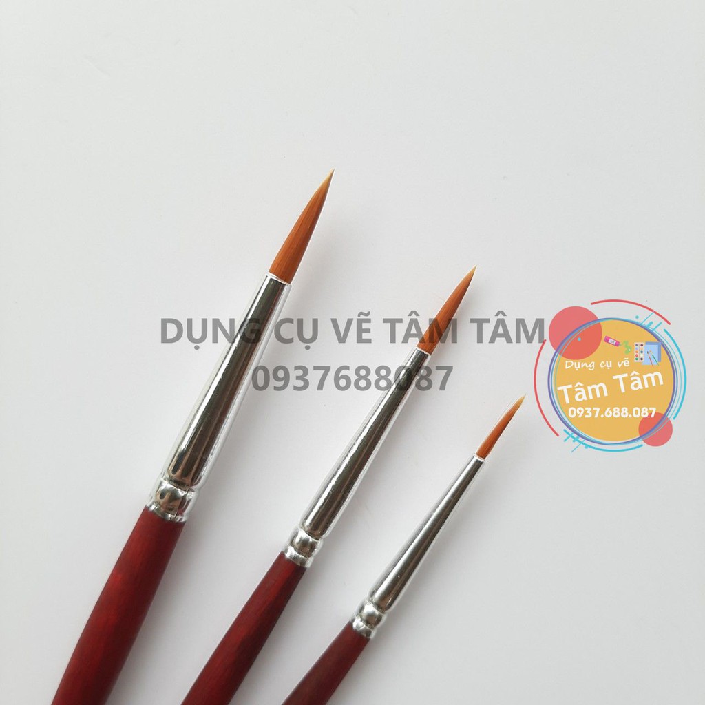 [ TÂM TÂM ]-Bộ cọ đầu tròn 3 cây mã 27-V, Paint Brush Taklon Das 27-V Round 3 Pack-