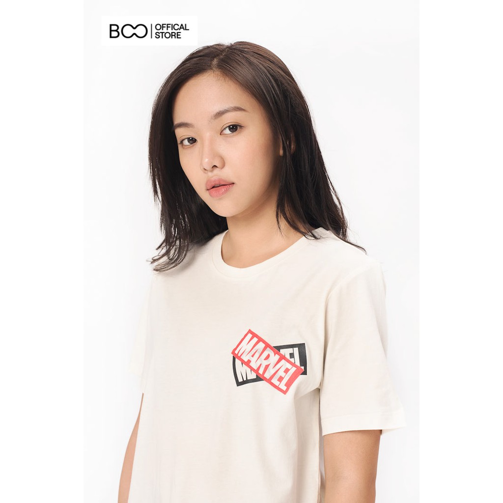  Áo Thun BOO Nữ Dáng Basic 100%Cotton In Logo Marvel