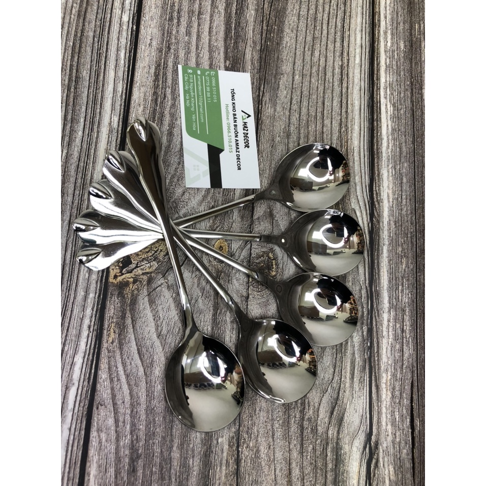 Thìa muỗng đầu tròn inox 304 - GNT195030 cao cấp sang  trọng phong cách Châu Âu sáng bóng bền đẹp