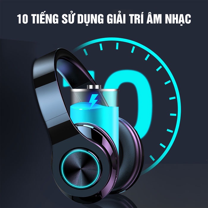 Tai nghe bluetooth không dây có micro chơi game, tai phone bluetooth học online có thể gập gọn tiện lợi pin trâu