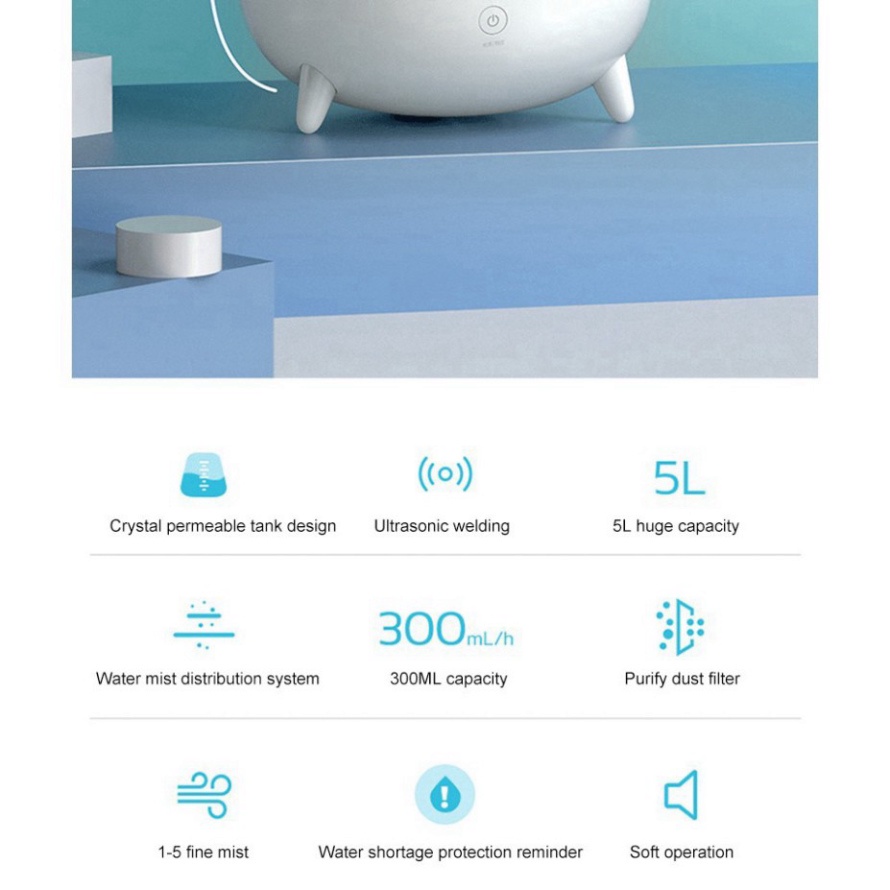 Máy phun sương tạo độ ẩm Deerma F325 [Sẵn Hàng] dung tích 5L, có chế hộ hẹn giờ khi phun_Vimart