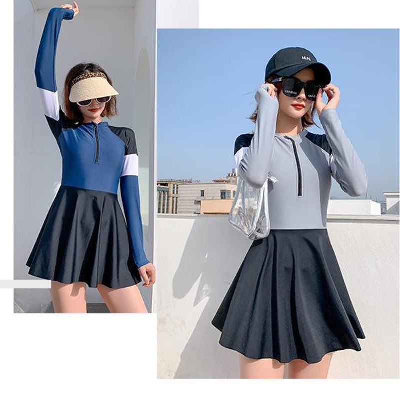 Đồ Bơi Tay Dài Cổ Cao Phong Cách Hàn Quốc plus