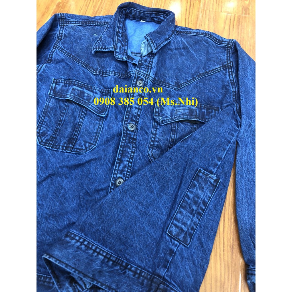 [HCM] Sale off Áo lẻ jeans Điện Lực xanh đen may kèm dây phản quang sau lưng - Đủ Size - Vải dày dặn - Hình thật