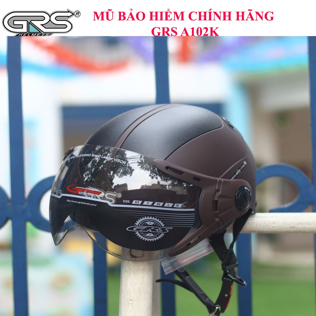 ♥️ Shop Uy Tín ♥️ Mũ bảo hiểm nửa đầu có kính grs A102 kính, hàng chính hãng đạt chuẩn có mã quét
