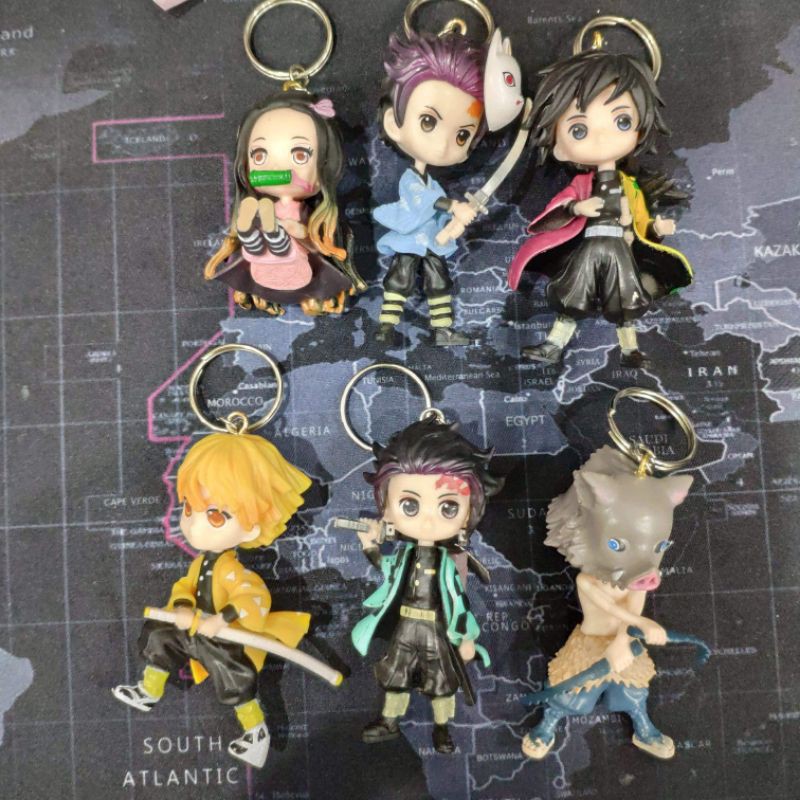 Móc khóa mô hình kimetsu no yaiba tanjiro zenitsu giyu inosuke tanjirou nezuko