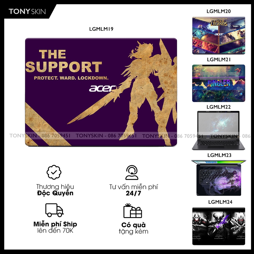 Miếng Dán Skin Laptop ACER In Hình LOL - Liên Minh Huyền Thoại Bộ 4 -Inbox Mã Máy