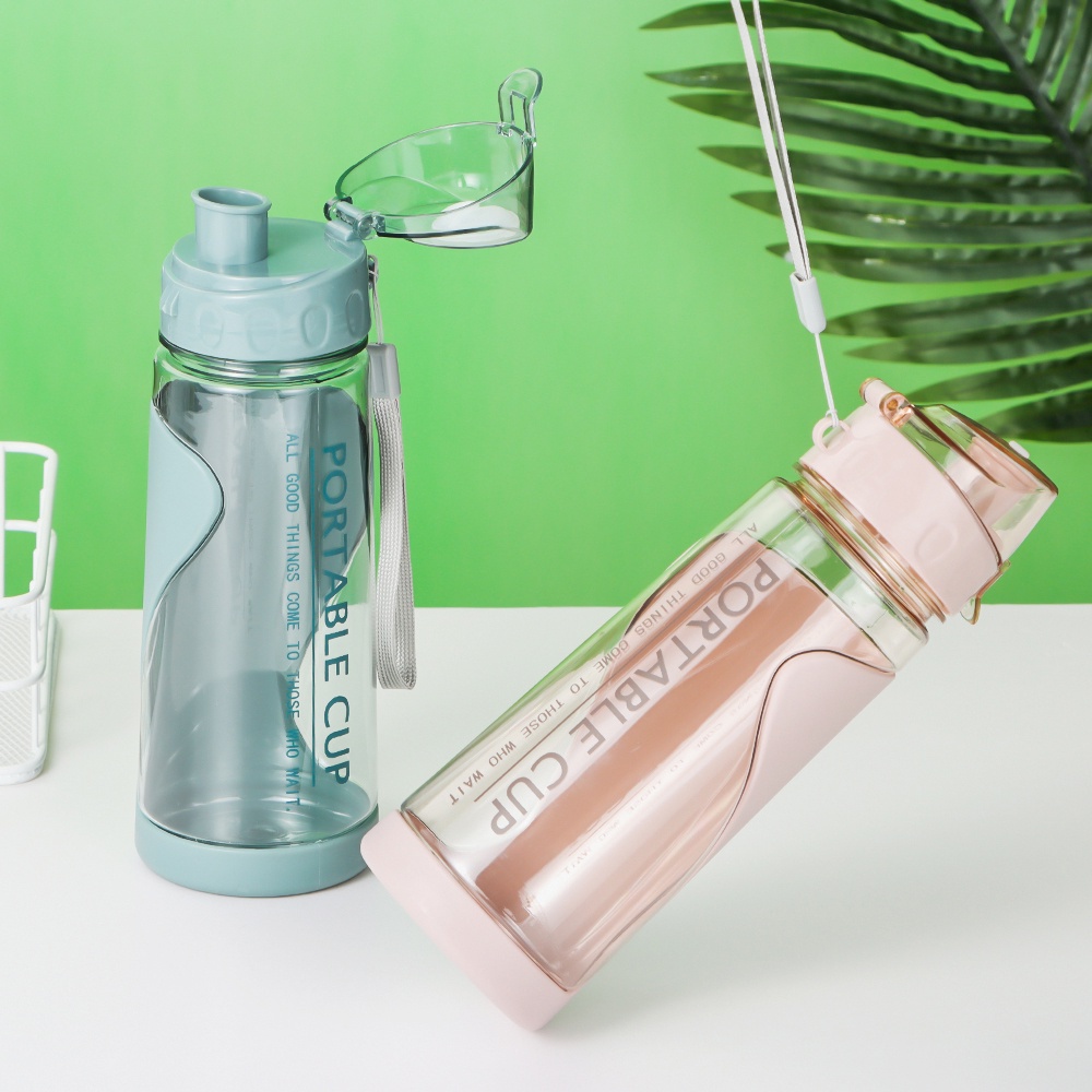 Bình nước thể thao bằng nhựa trong suốt chống rò rỉ nhiều màu dung tích 500ml tiện dụng