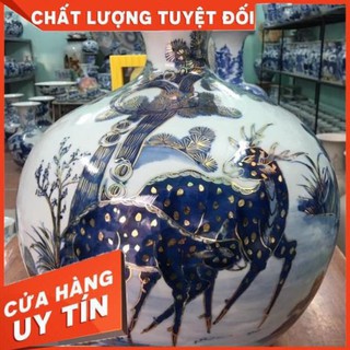 [FreeShip] BÌNH /LỌ HÚT LỘC VẼ VÀNG 24K HÀNG NGHỆ NHÂN BÁT TRÀNG CAO CẤP NHẤT THỊ TRƯỜNG , TẶNG KÈM BỆ TRƯNG BÀY GỖ