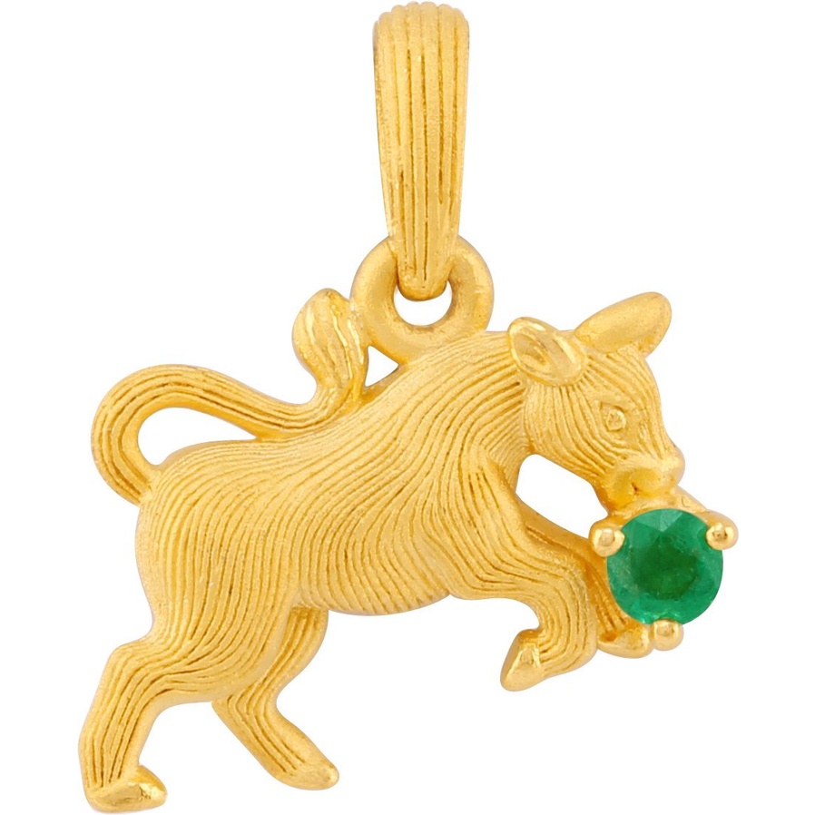 PRIMA Mặt Dây Chuyền Vàng 24K - Đính đá Emerald - Tuổi Sửu May Mắn - 165P0287