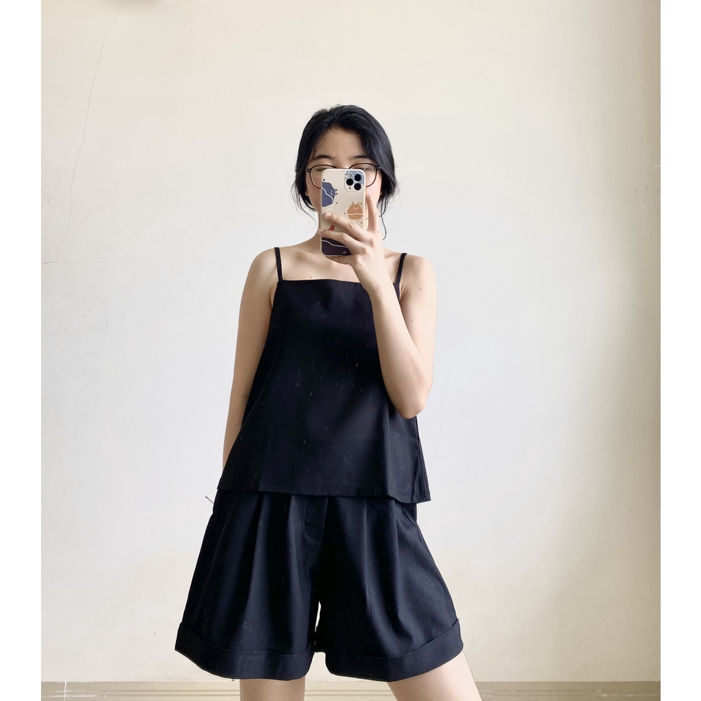 Áo dây vải linen