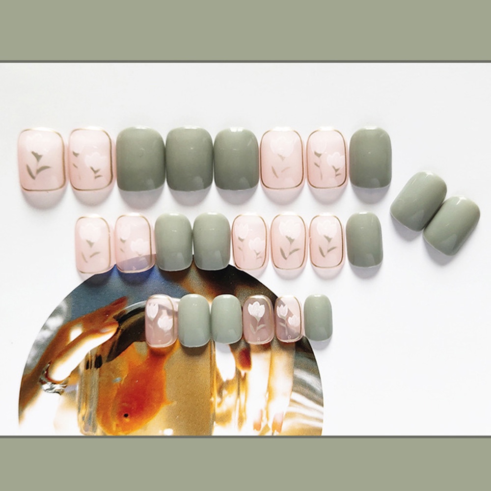 Bộ 24 móng tay giả YADORNOS họa tiết hoa xinh xắn cho nữ