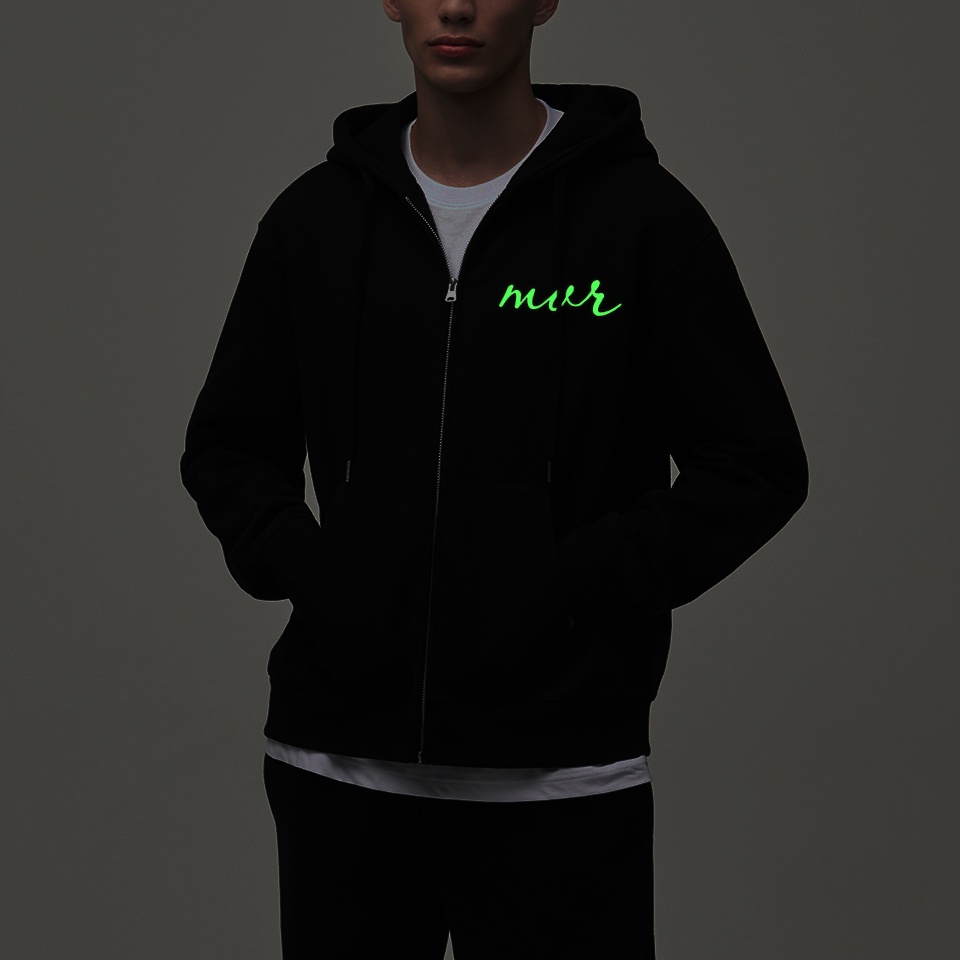Áo Khoác Nam Nữ Localbrand - Áo hoodie dây kéo chống nắng logo MVR chữ ký dạ quang bạc - MVR25022114