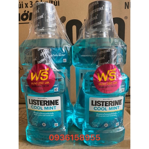 nước súc miệng LISTERINE 750ml và chai 250ml