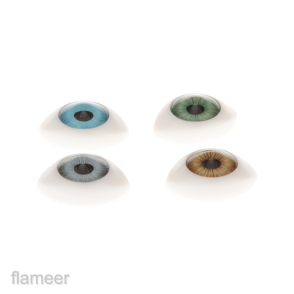 Set 4 Cặp Mắt Nhựa Hình Oval 9mm 4 Màu Sắc Tùy Chọn Dành Cho Búp Bê