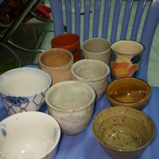 Ly gốm mộc trồng sen đá