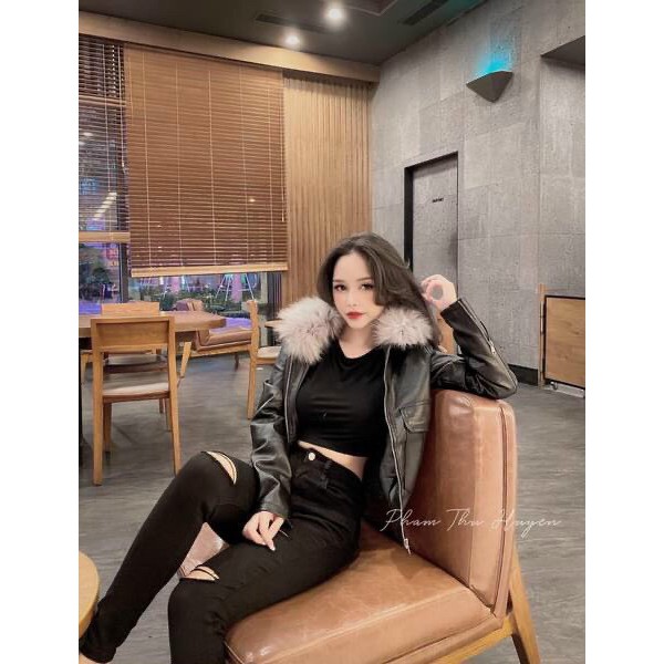 ÁO DA CỔ LÔNG KHÓA ĐỒNG SIÊU XINH