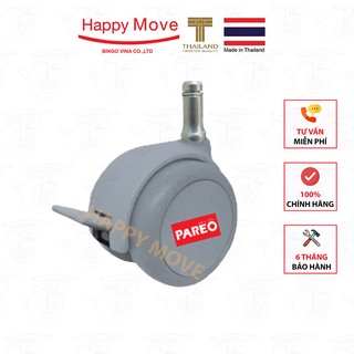 Bộ 5 bánh xe cọc vít trơn có khóa 50mm cho ghế/bàn xoay văn phòng nội thất - tải 40kg - Happy Mobe Thái Lan