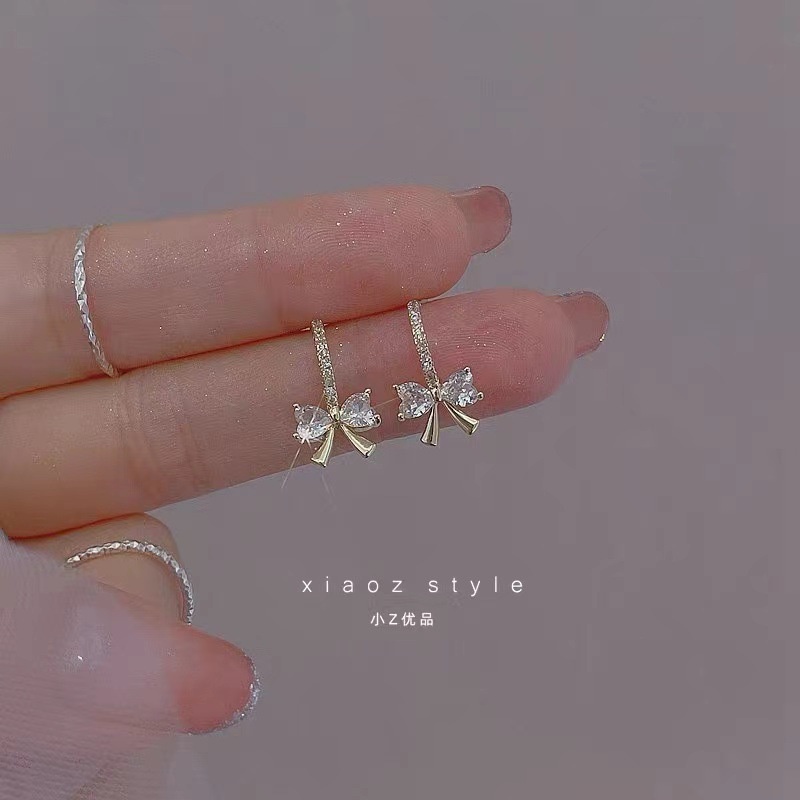 Set Khuyên Tai Nơ Đính Đá Zircon