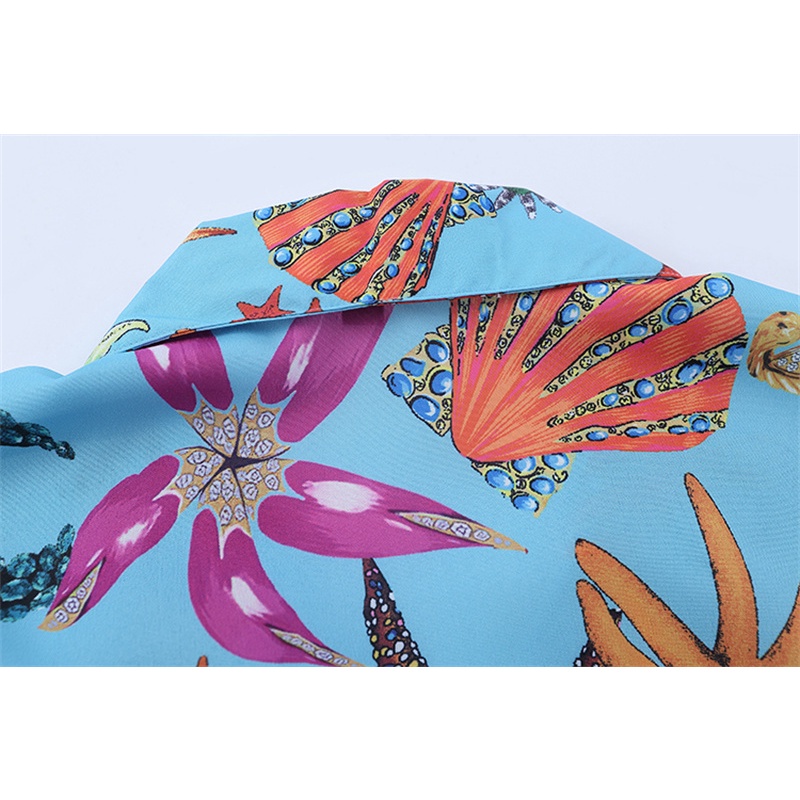 VERSACE Áo Sơ Mi Ngắn Tay In Hình Sao Biển Giản Dị Dễ Phối Đồ