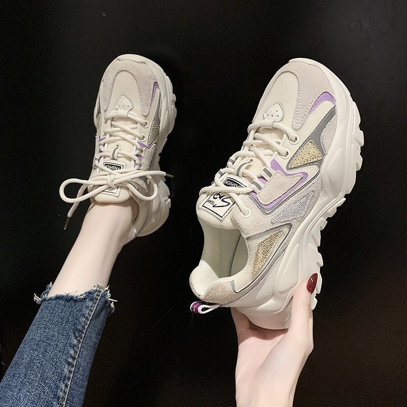 Giày nữ,giày thể thao độn đế kiểu dáng thời trang viền nhũ lấp lánh siêu đẹp | BigBuy360 - bigbuy360.vn