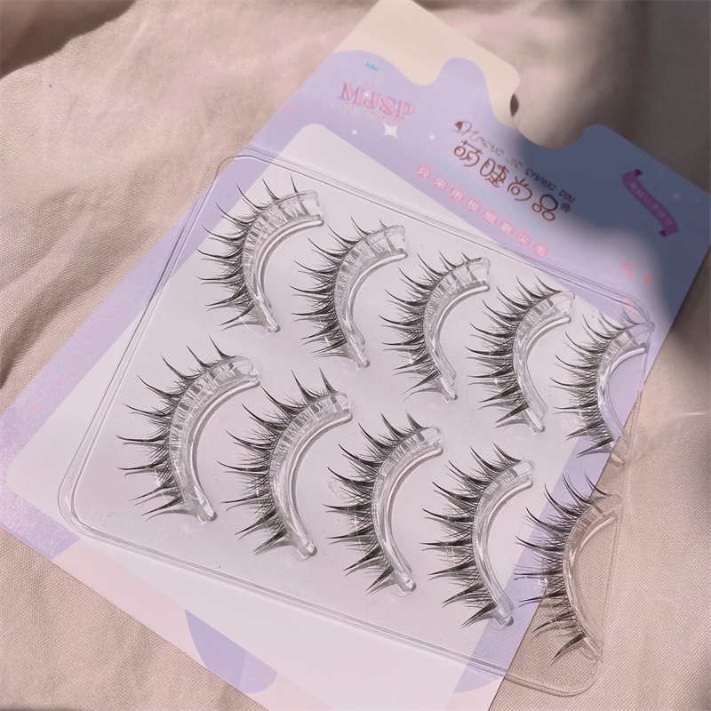 Set 5 cặp lông mi giả MengJieShangPin mỏng manh chéo sợi cao cấp có thể tái sử dụng 11mm làm đẹp cho mắt