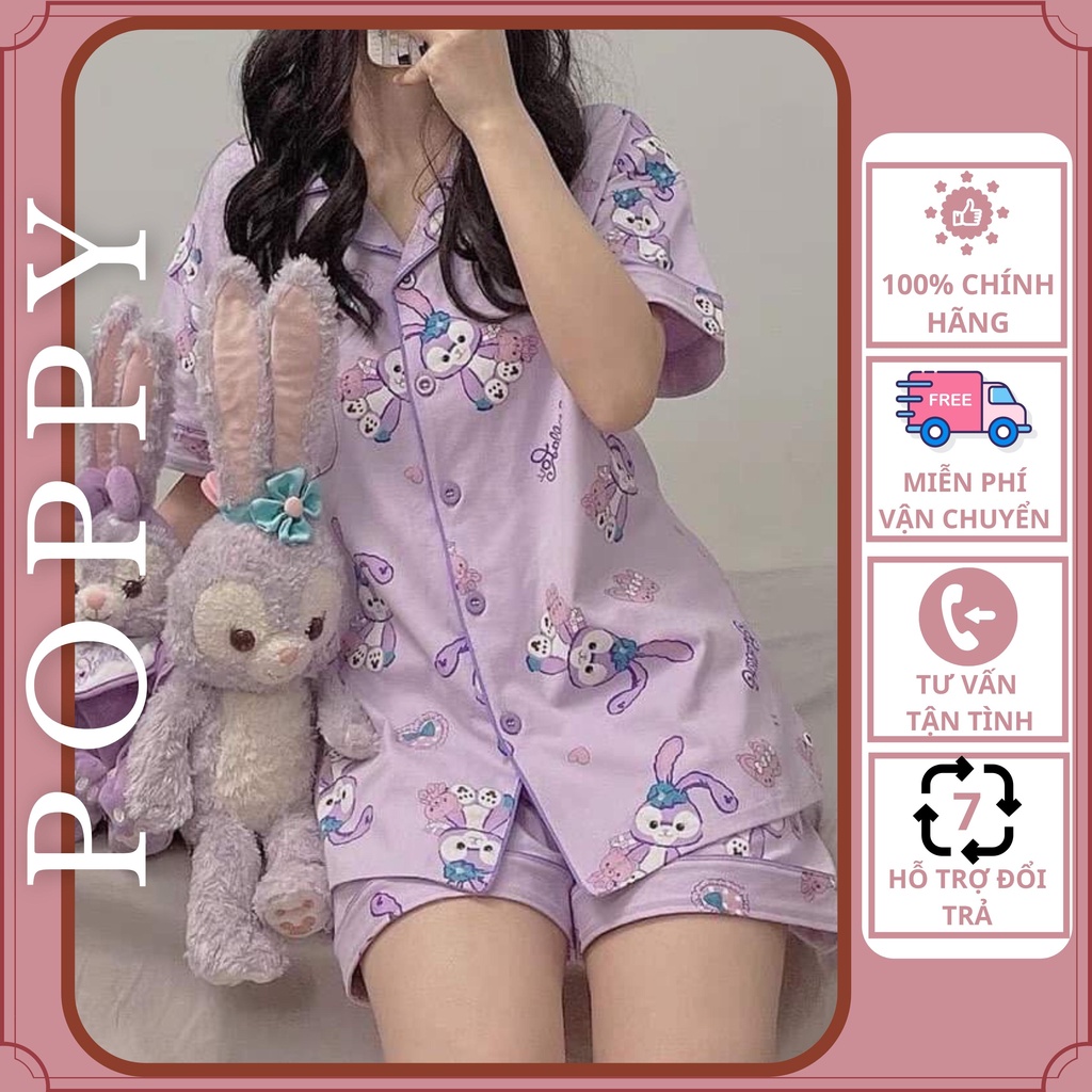 {Qùa tặng dây cột tóc}Đồ bộ pyjama quần đùi hoạt hình chất liệu kate thái Pyjama nữ đẹp bộ ngủ nữ cộc tay POPPY cộc đùi