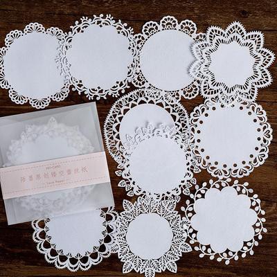 10 tấm giấy ren tròn 10cm cổ điển trang trí Bullet Journal viền ren Vintage STI23