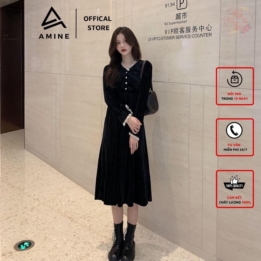 Váy nữ, Váy dài qua gối Form rộng chất Nhung cực mịn C88