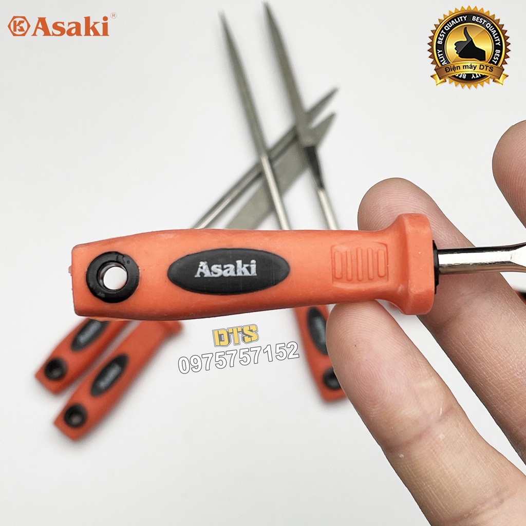 Bộ dũa kim cương mài kim loại 5x180mm Asaki AK-3903 bộ 6 giũa mài đa năng thép carbon T2 chống mài mòn, dũa mini cao cấp