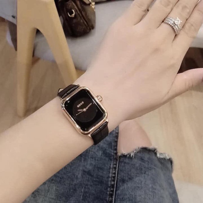 Đồng hồ nữ dây da mặt vuông G.u siêu xinh , da mềm bền | BigBuy360 - bigbuy360.vn