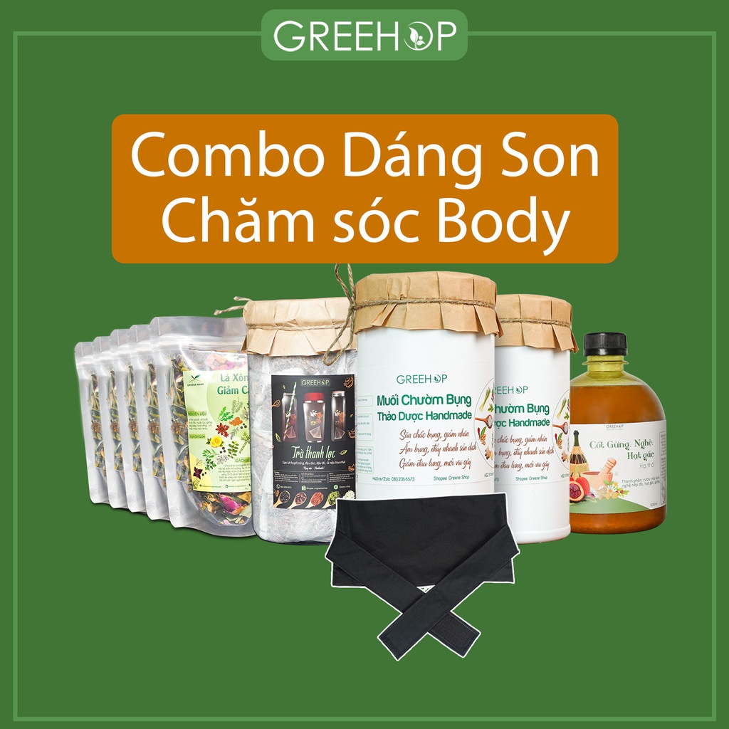 Trọn bộ “DÁNG SON” chăm sóc body, giảm eo, xông thảo dược, trà thanh lọc (Tặng kèm thước dây đo)