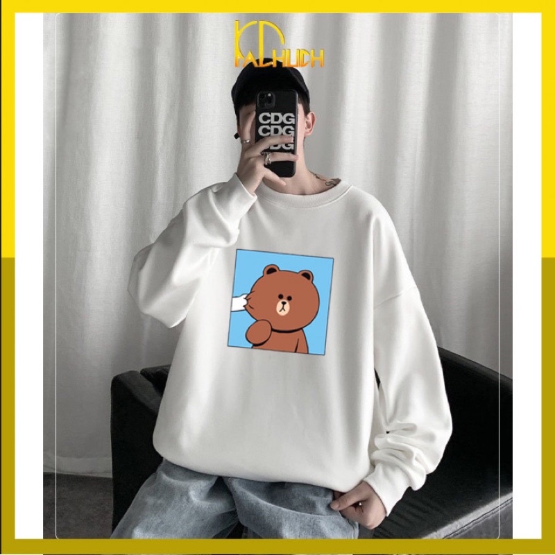 Áo sweater in Gấu Brown nhéo má dễ thương, size từ 40-80kg chất liệu vải nỉ cho cả nam và nữ