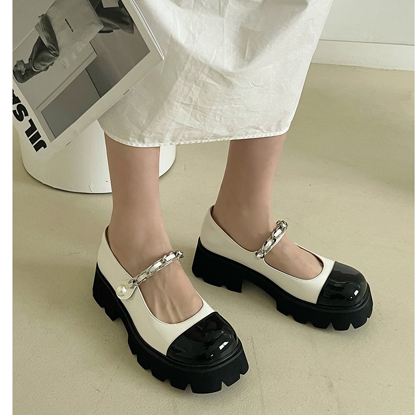 GIÀY DA ĐẾ DÀY MŨI TRÒN 5 PHÂN PHONG CÁCH ULZZANG