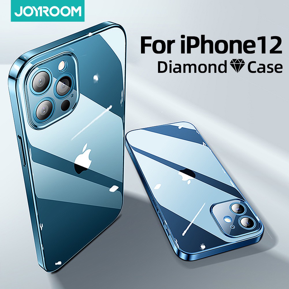 Joyroom Vỏ điện thoại màu xanh Thái Bình Dương cho iPhone 12 Pro Max Vỏ trong suốt cho 12 Mini Có bảo vệ ống kính Ốp lưng iphone 12