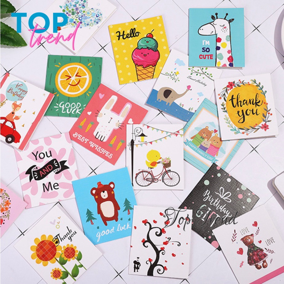 Quà tặng - 10 Sticker cute Anime - tấm thiệp cảm ơn, thiệp chúc mừng kích thước 9x9 cm - Top Trend
