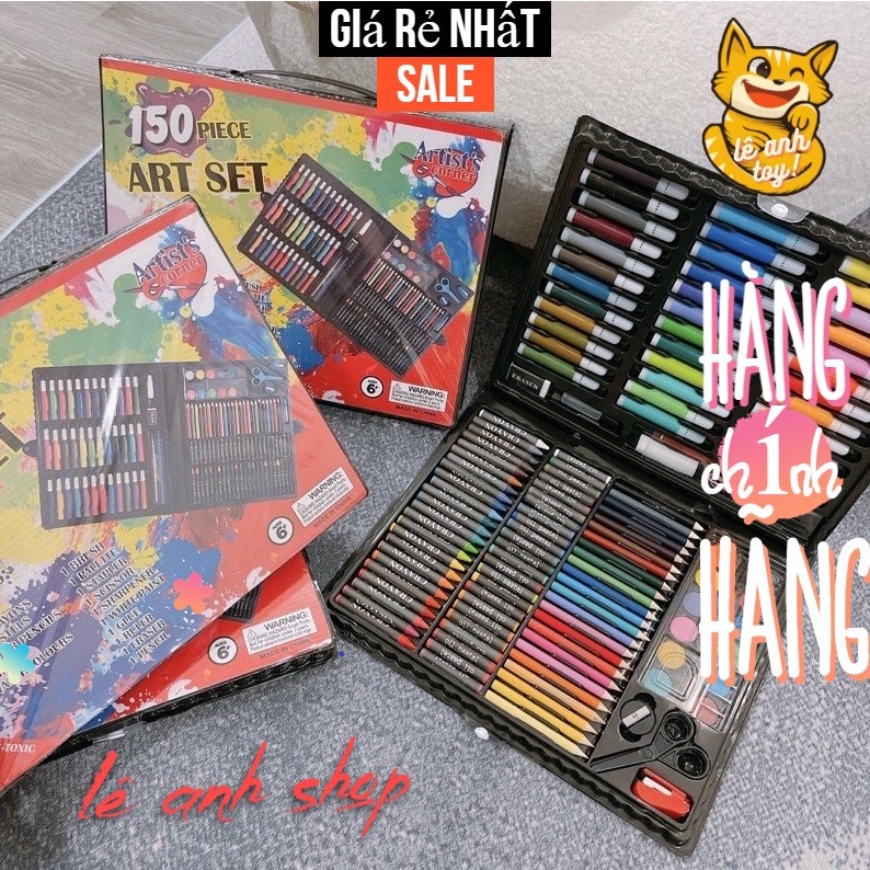 Hộp bút màu 150 chi tiết có đủ bút chì màu bút sáp màu bút dạ màu